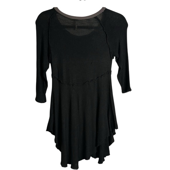 Free People Intimately Weekend Layering Top Black Gray Combo Burnout S Raw Edge - Picture 6 of 11
